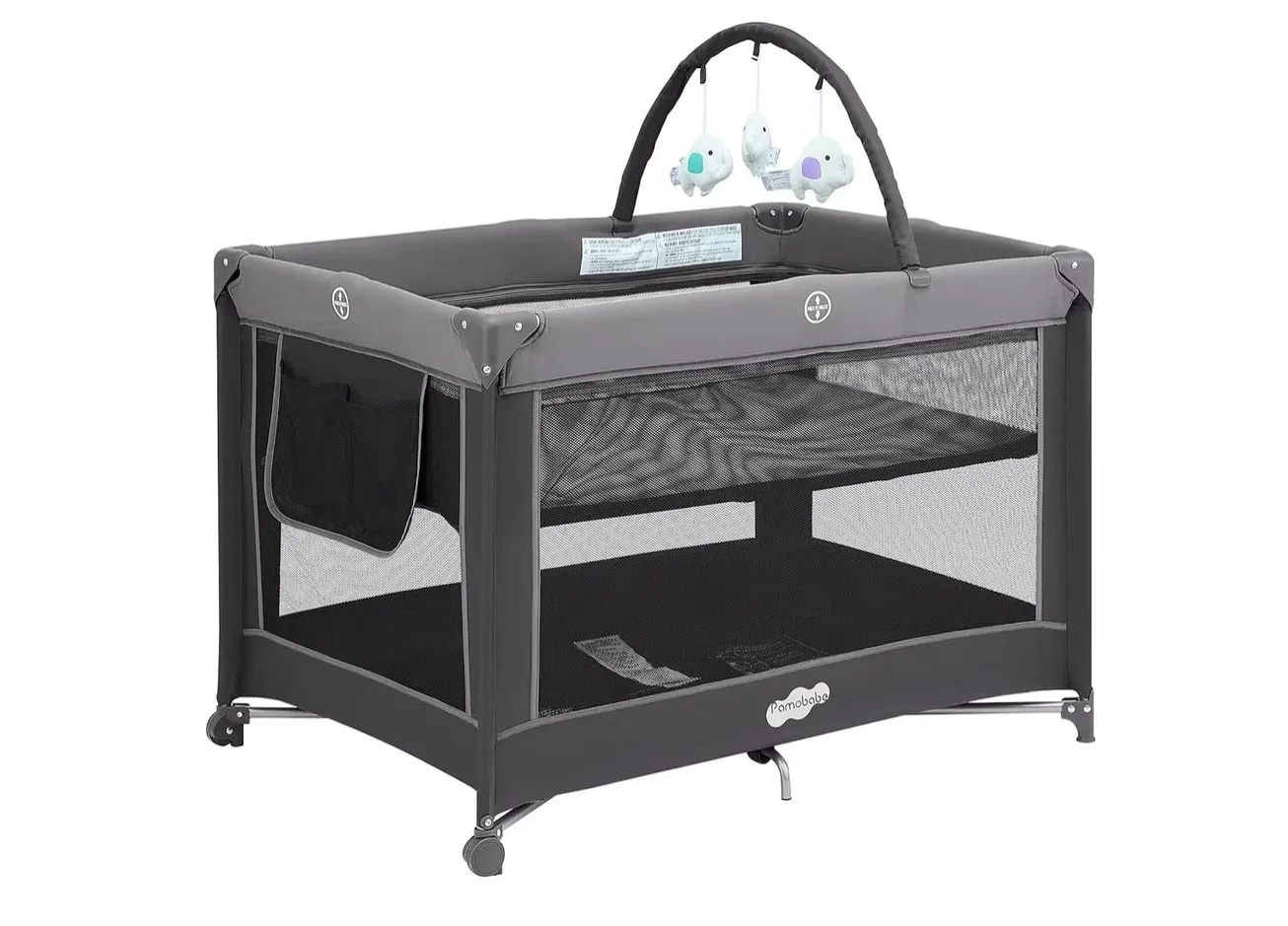 Pamo Babe Playard Crib with Bassinet and Toy Bar