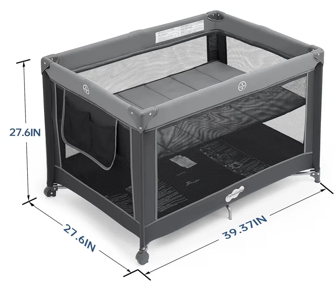 Pamo Babe Playard Crib with Bassinet and Toy Bar