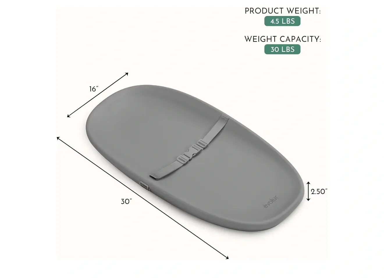 Evolur Eva Baby Changing Pad, Gray