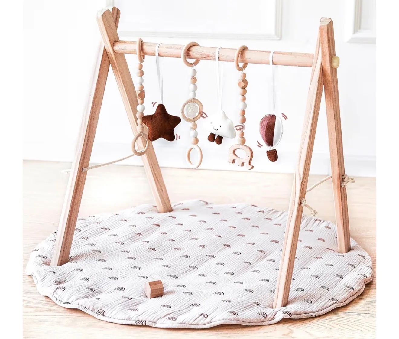 Wooden Baby Play Gym with Mat