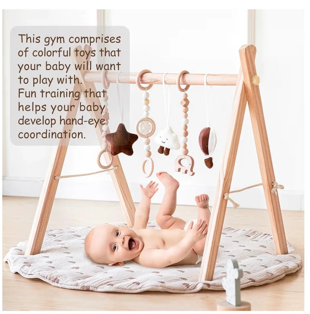 Wooden Baby Play Gym with Mat