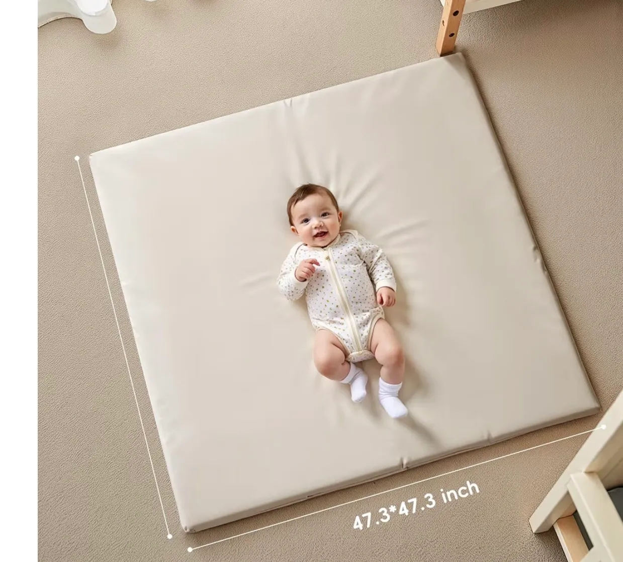 Padded Baby Play Mat 50x50, Beige