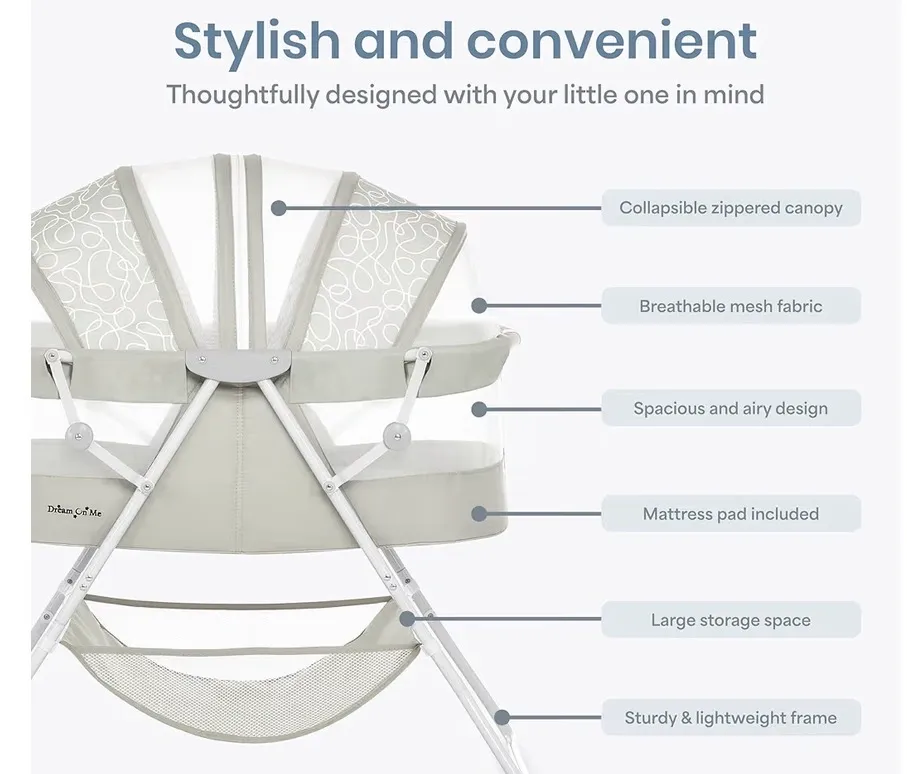 Dream On Me Karley Bassinet, Cool Gray
