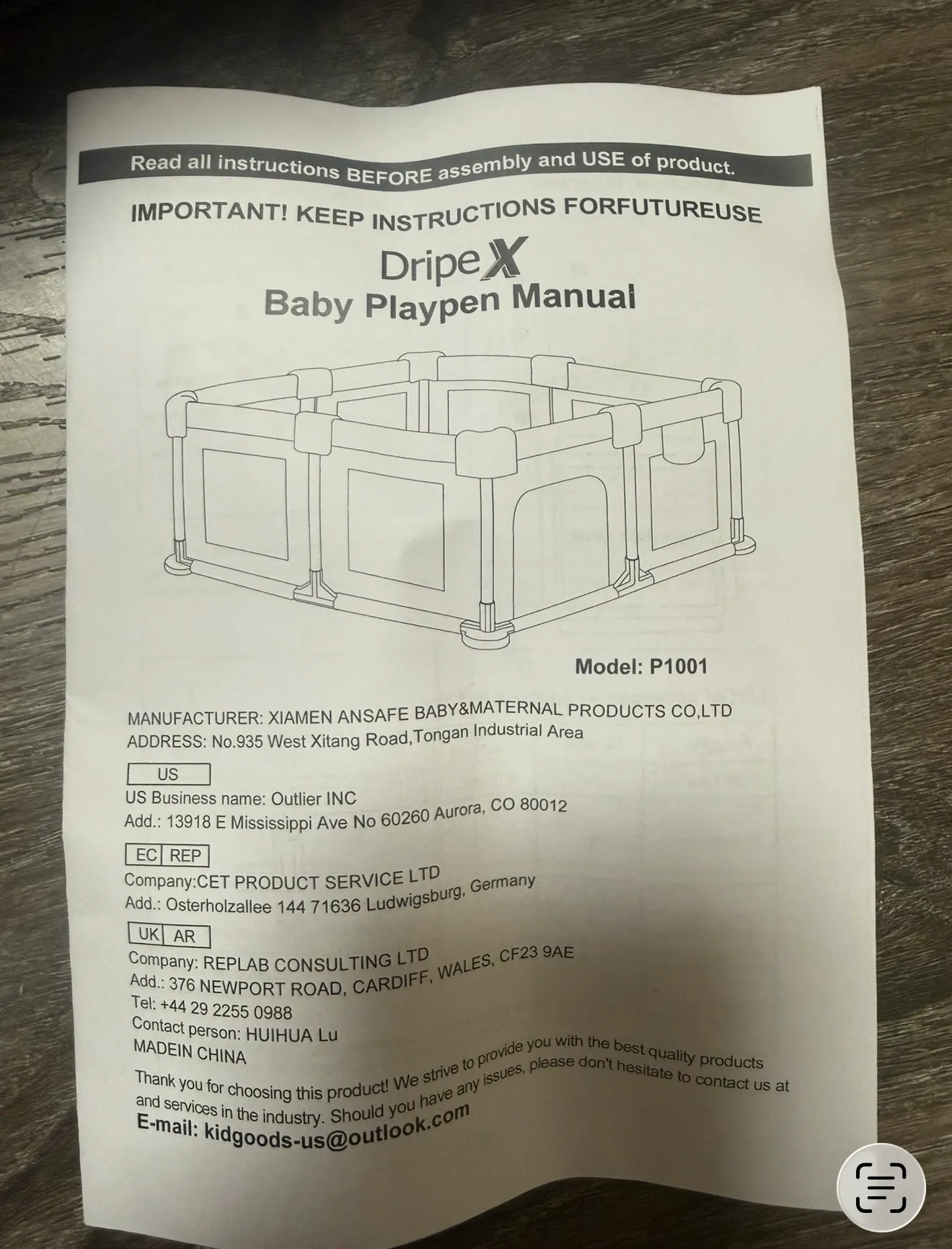 Dripex Baby Playpen, Dark Grey (52x52)