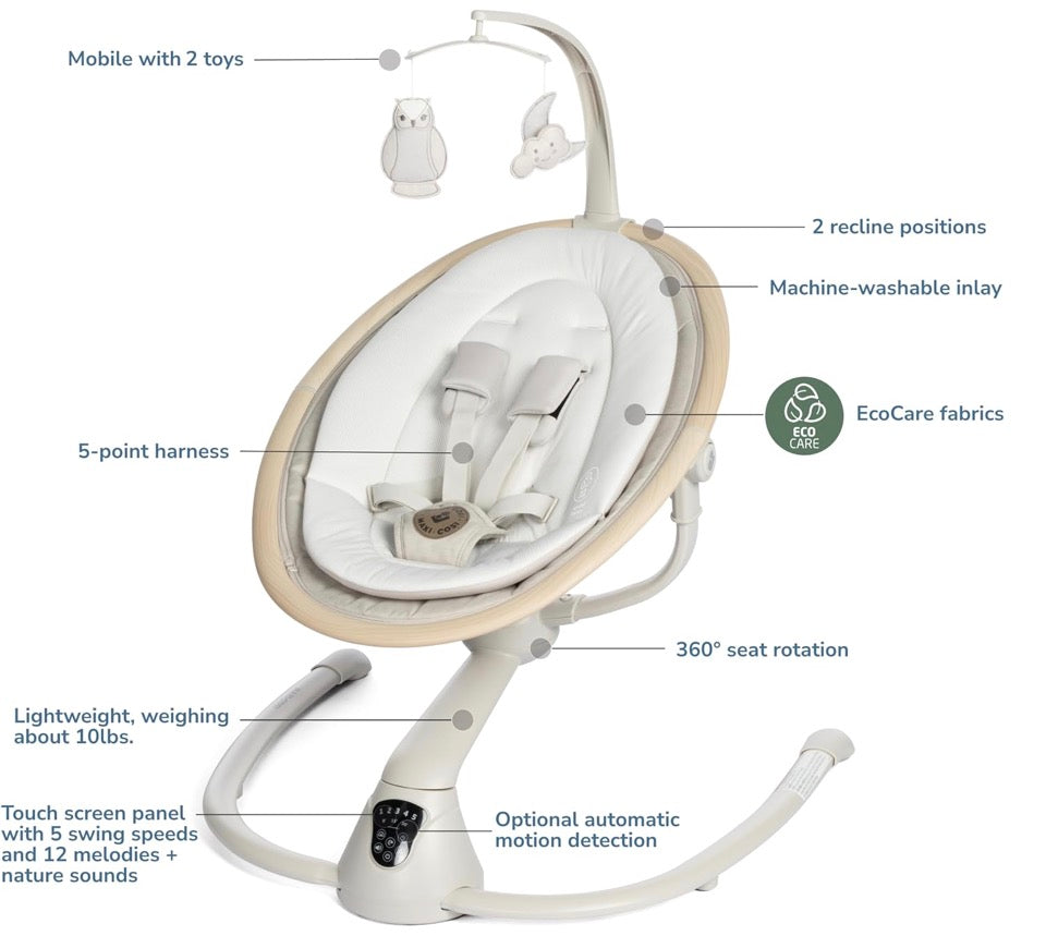 Maxi-Cosi Cassia Electric Baby Swing with Music - Classic Oat