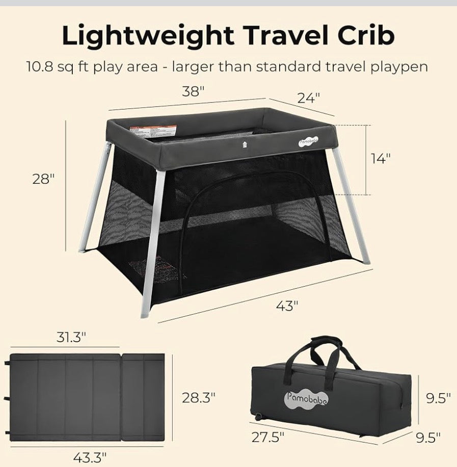 PamoBabe Travel Crib, Black