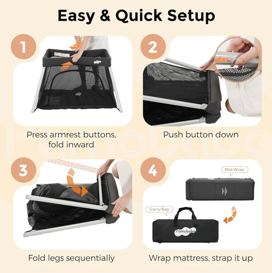 PamoBabe Travel Crib, Black