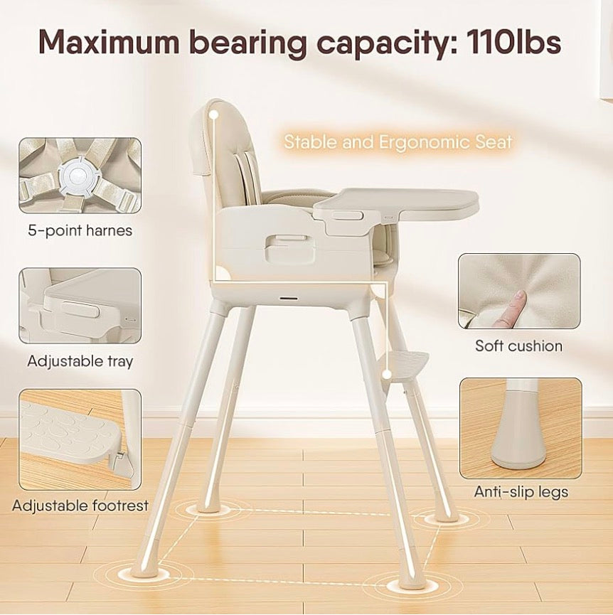 Obee Odee 3-in-1 Portable Baby High Chair for Babies and Toddlers (Beige)