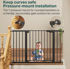 Cumbor 2-Pack 30-48 in Baby Gate for Stairs, Auto Close Gate, Black