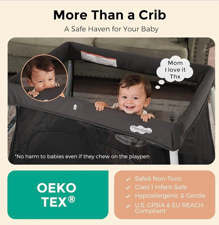 PamoBabe Travel Crib, Black
