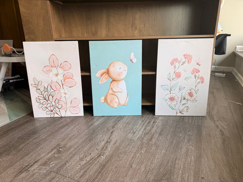 3 Pcs Nursery Bunny Wall Art