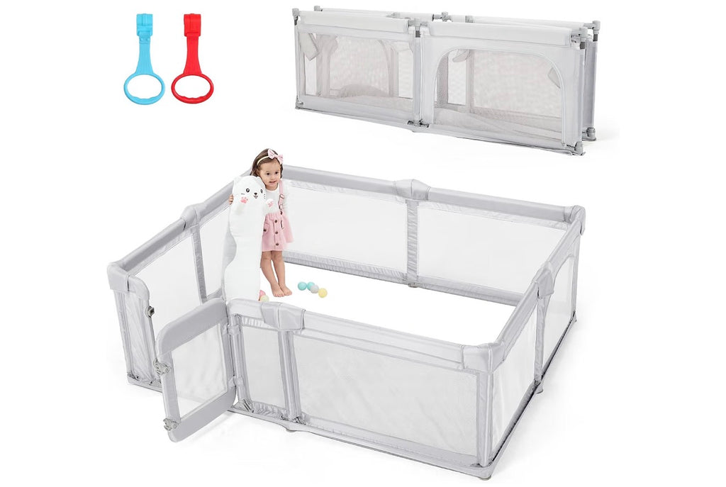 Cholena Foldable Baby Playpen (71x71), Light Gray