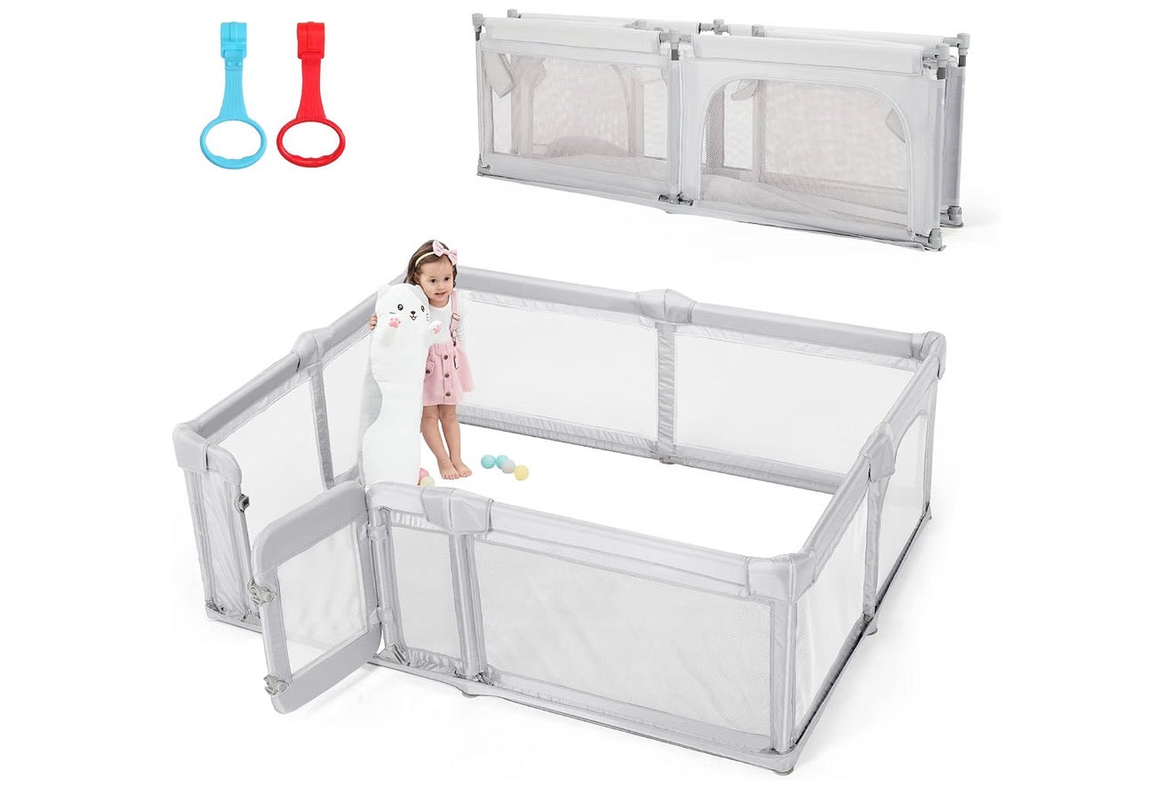Cholena Foldable Baby Playpen (71x71), Light Gray