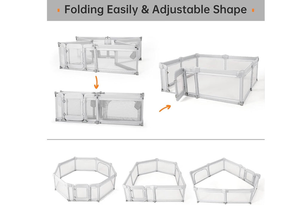 Cholena Foldable Baby Playpen (71x71), Light Gray