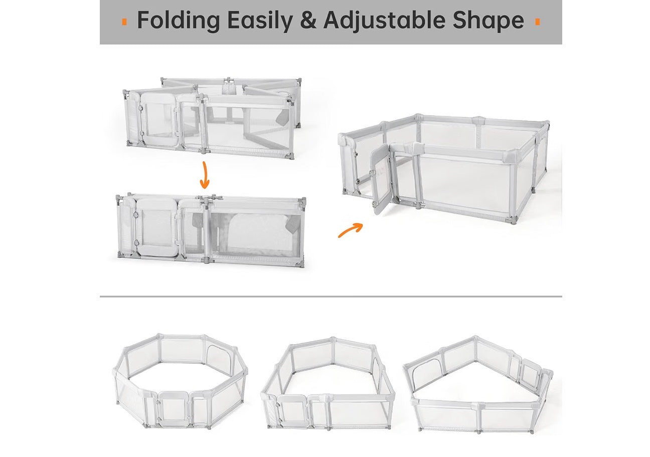 Cholena Foldable Baby Playpen (71x71), Light Gray