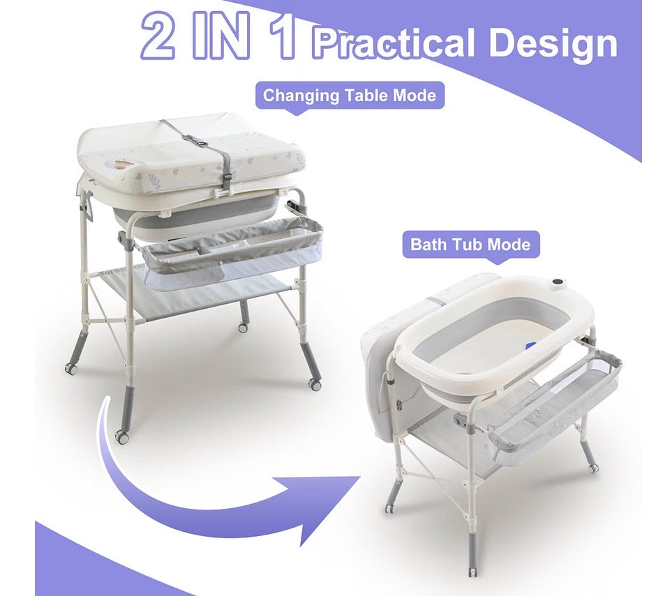 Folding Baby Bathtub with Changing Table