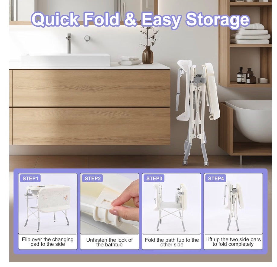 Folding Baby Bathtub with Changing Table