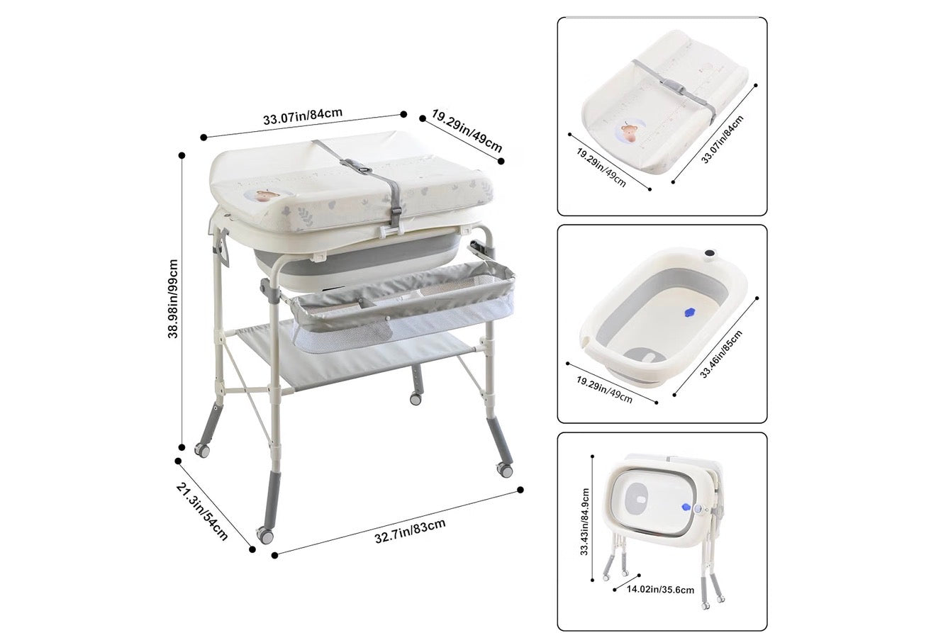 Folding Baby Bathtub with Changing Table