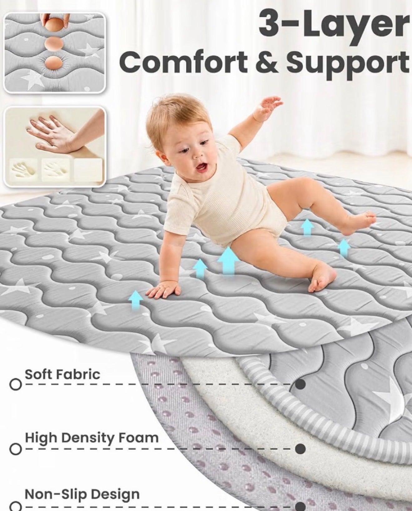 Baby Play Mat With Stars, (75x50)