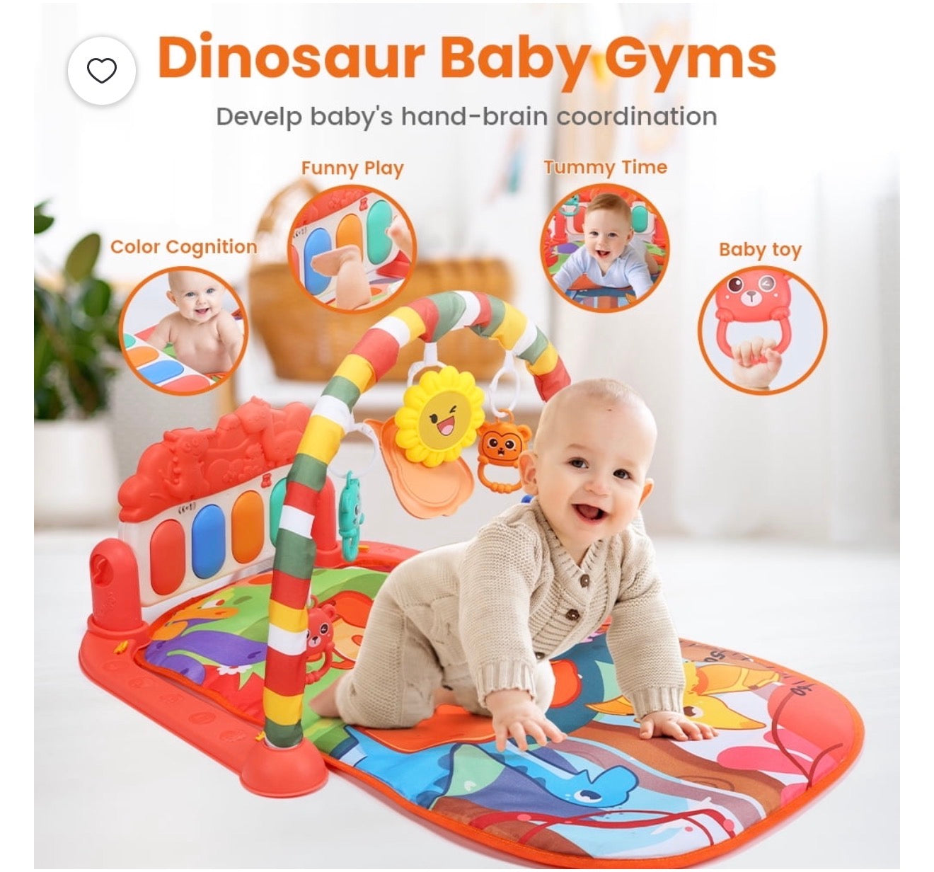 Joystone Baby Playmat with Piano, Red
