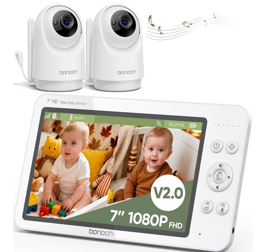 Bonoch 7”Split Screen Baby Monitor with 2 cameras