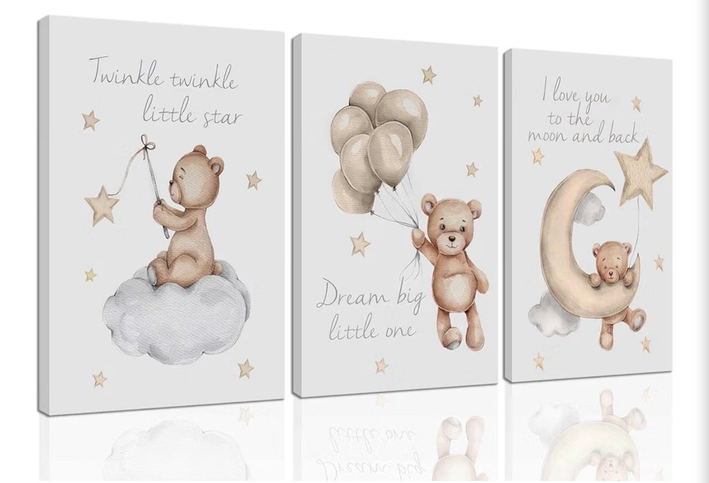 3 Psc Teddy Bear Wall Art