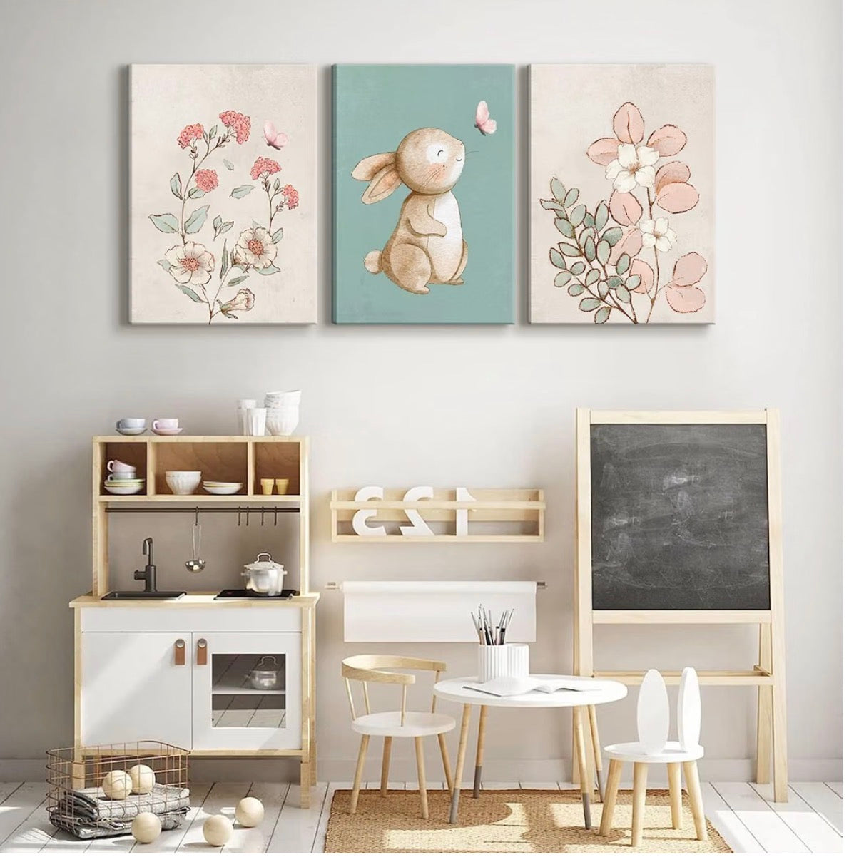 3 Pcs Nursery Bunny Wall Art