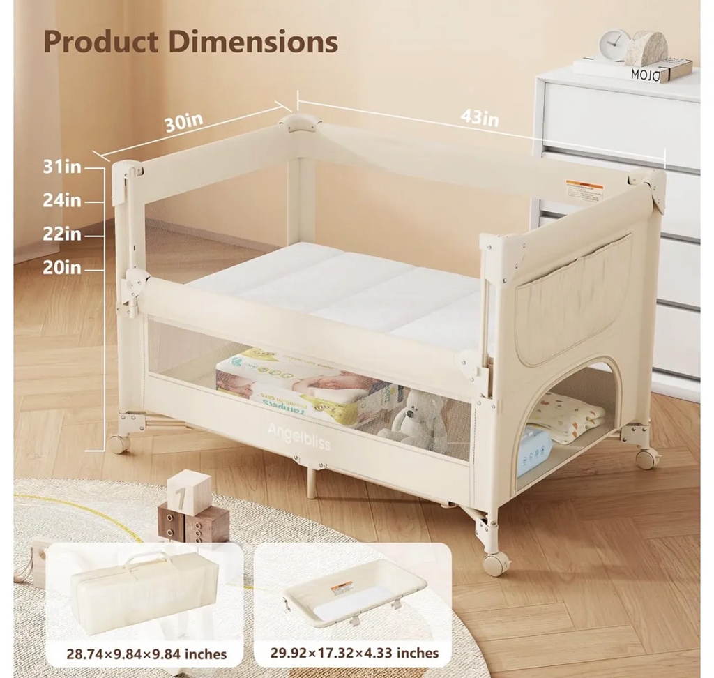 Angelbliss Baby Bassinet with Diaper Changer